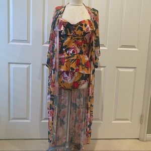 Torrid floral swimsuit w/ matching sheer cover up
